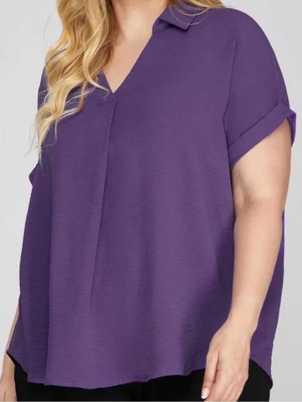 She + Sky Purple V-Neck Short Sleeve Tunic